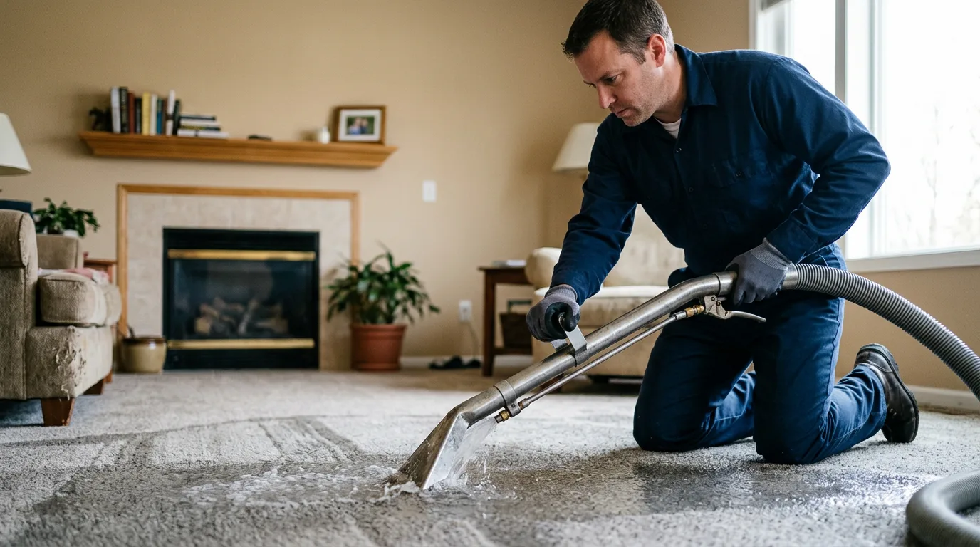 Water damage restoration technician working near Goldsboro, NC